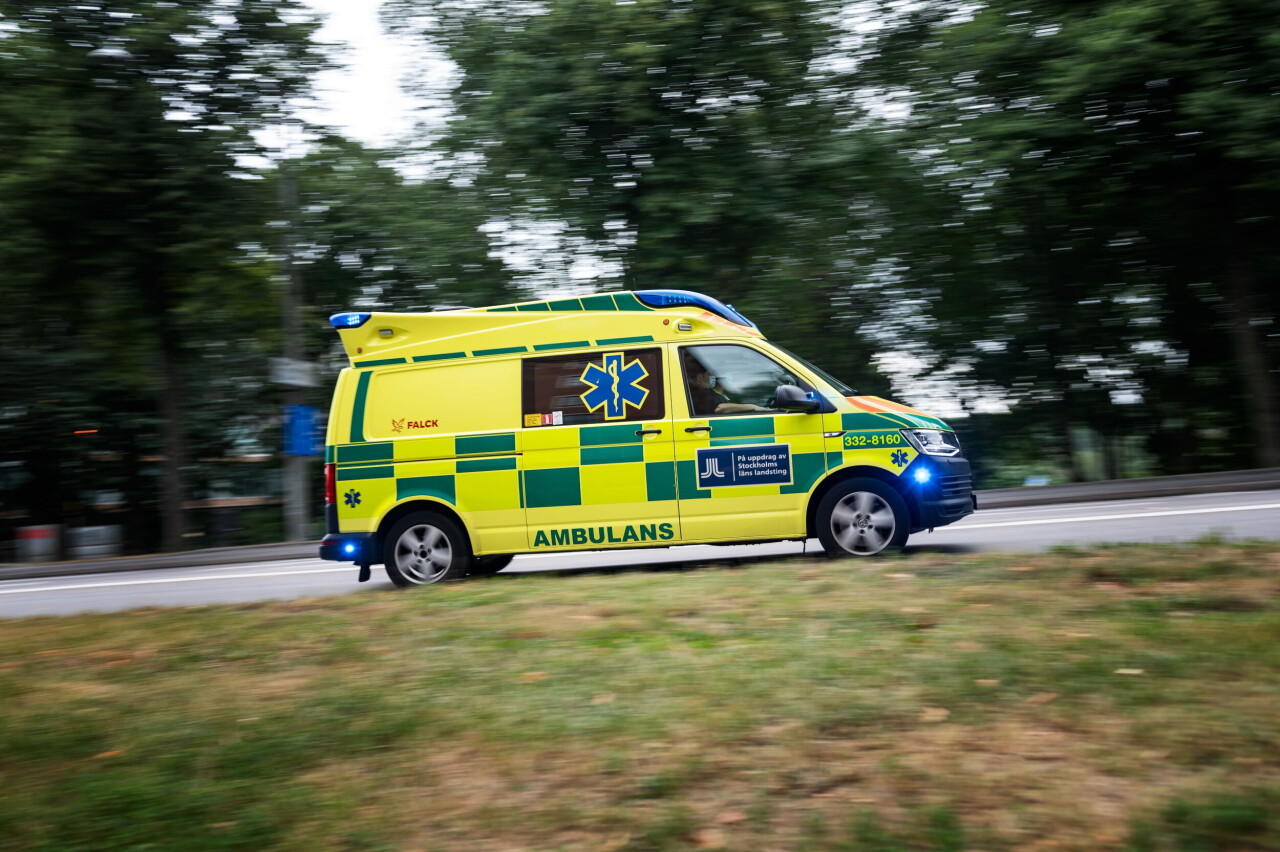 En lärare fick föras med ambulans till sjukhus efter att ha blivit misshandlad av en elev.